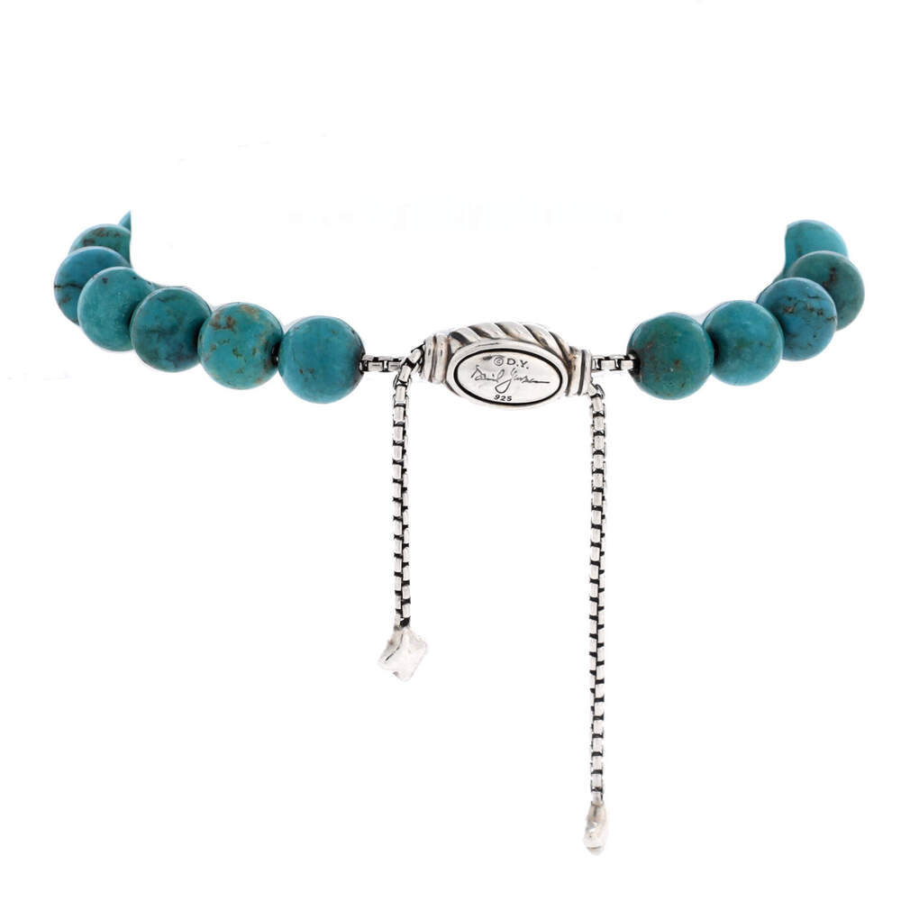 David Yurman 8mm Spiritual Beads Bracelet Turquoise and Sterling Silver